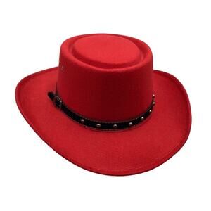 Western Express Red Gambler Hat L/XL Unisex Elastic Band Studs59